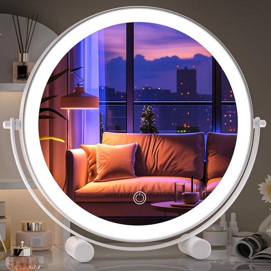 Lighted Makeup Mirror with Magnification White Frame Rechargeable